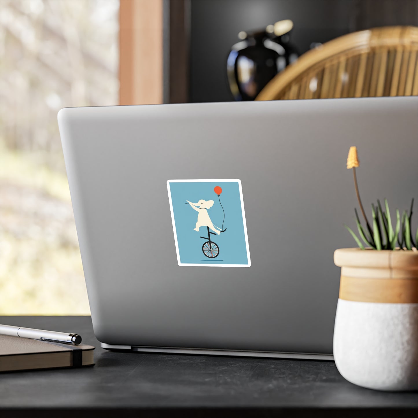Elephant Riding a Unicycle - Cute Vinyl Decals