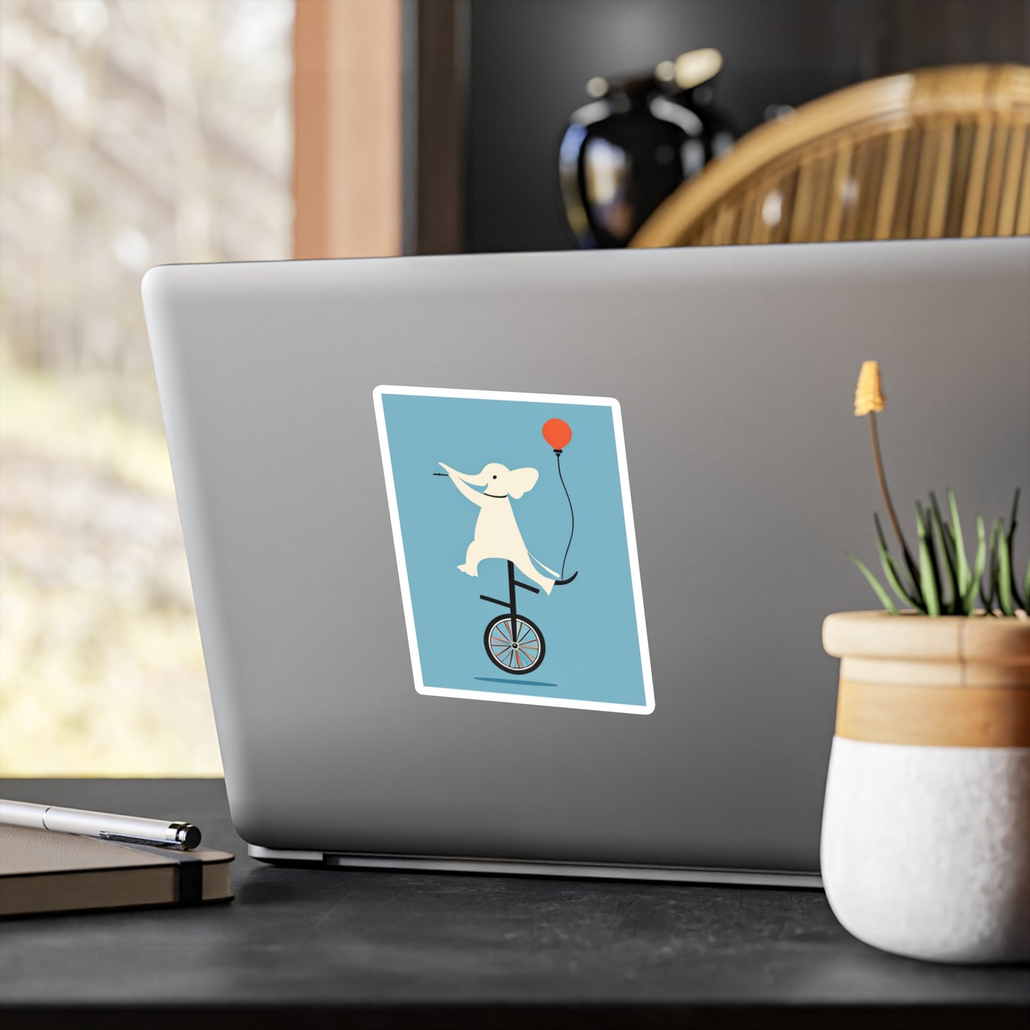 Elephant Riding a Unicycle - Cute Vinyl Decals