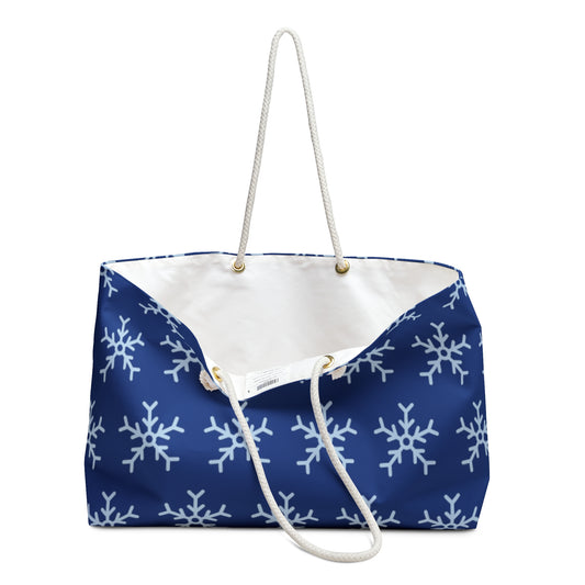 Let It Snow! Navy Snowflake Weekender Bag
