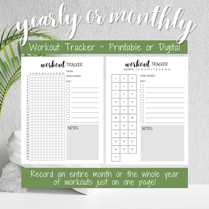 Sky Blue Mandala Workout Tracker - Year On A Page or Monthly