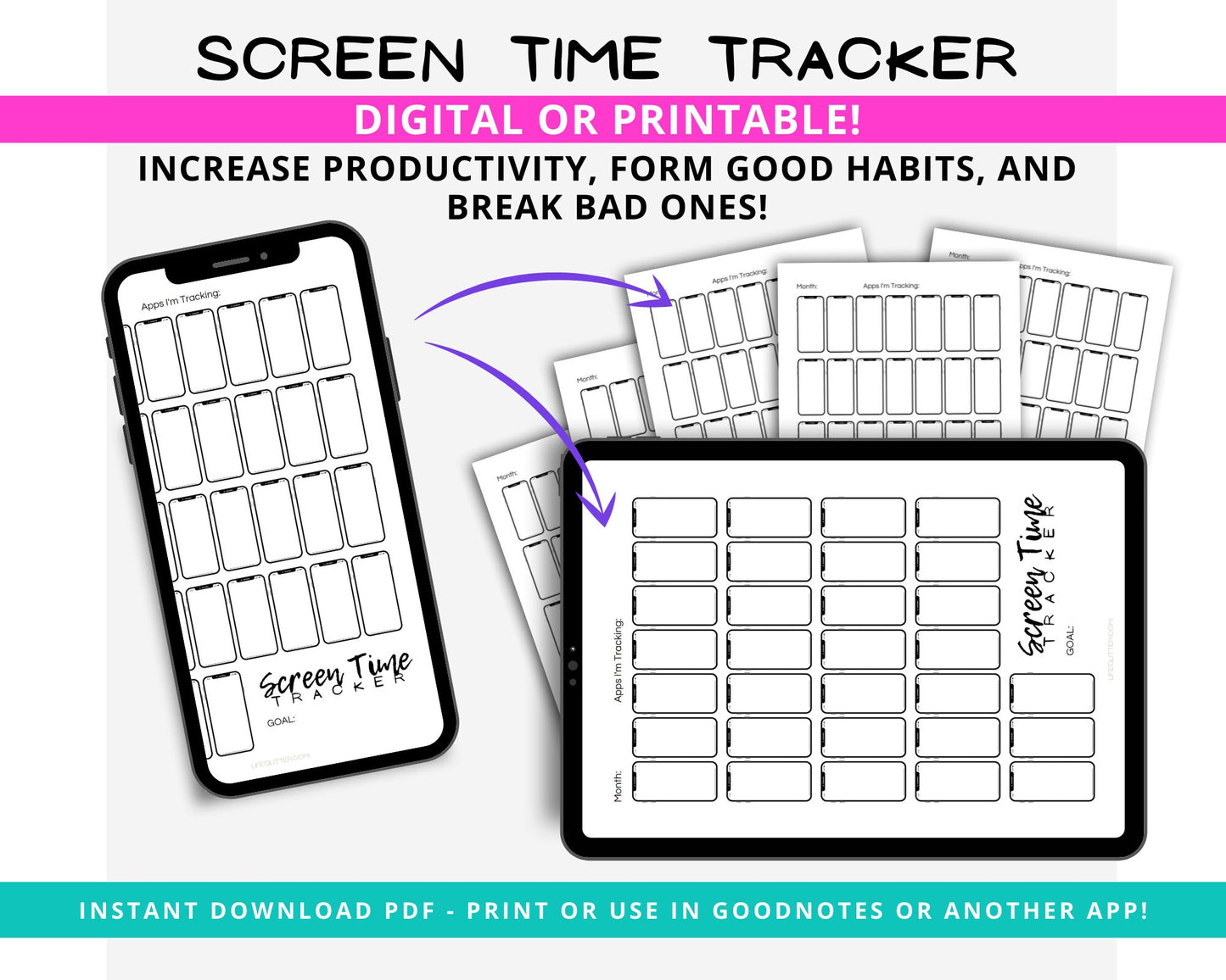 screentime tracker habit tracker printable